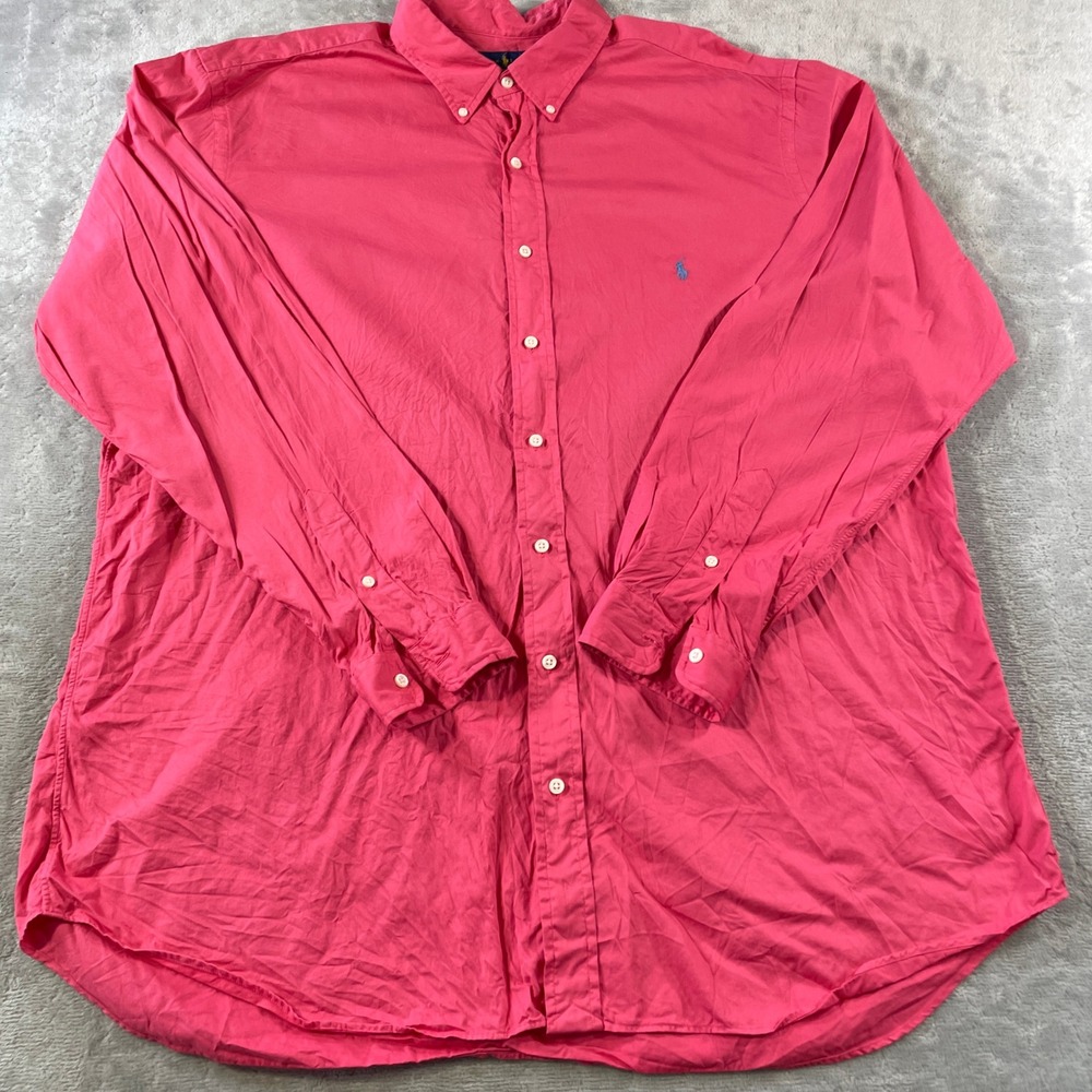 Ralph Lauren Shirt Feather Weight Twill Mens 2XLT Pink Office Preppy Casual